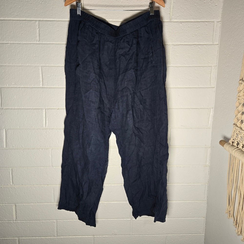 Couchel Linen Pullon Pants Large Wide‎ Coastal Boho Lagenlook Resort Hippie